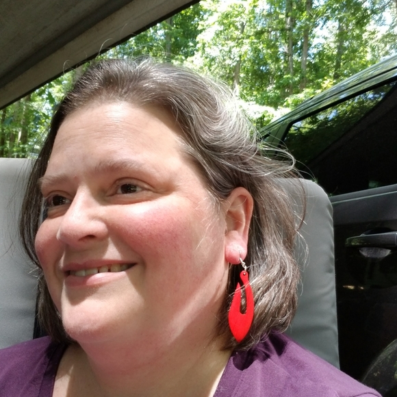 Geometric, Colorful, Wooden, Fishhook earrings - Picture 1 of 10